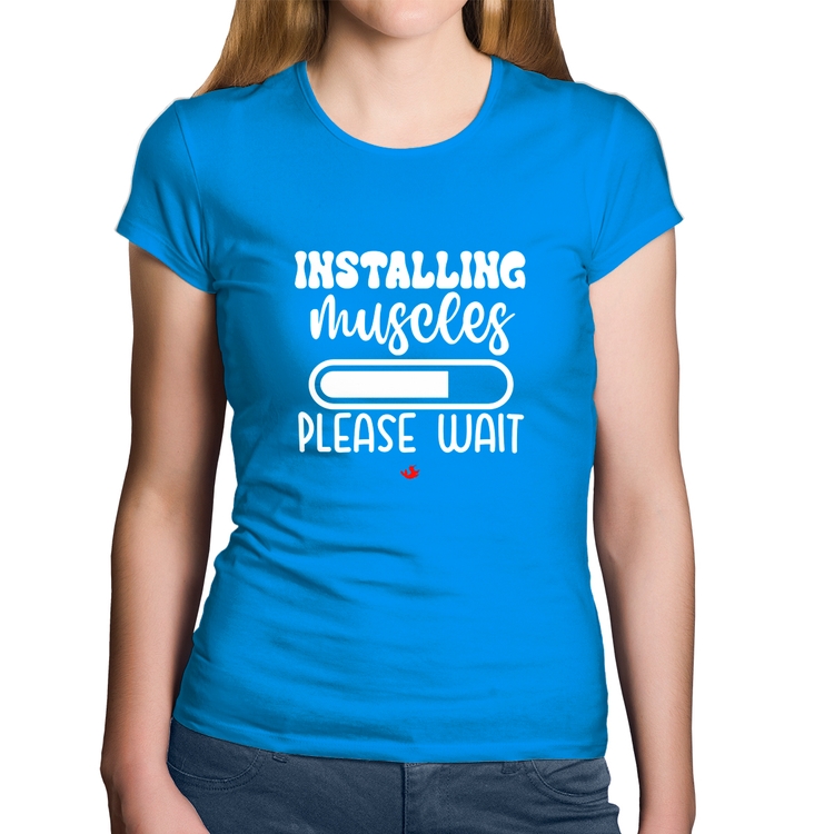 Baby Look Algodão Installing Muscles - Azul