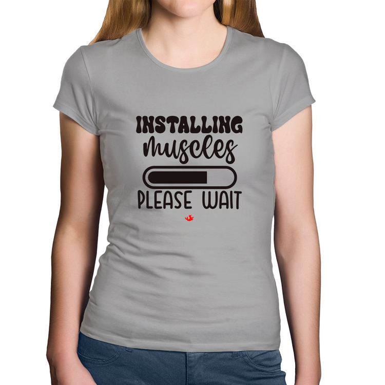 Baby Look Algodão Installing Muscles - Cinza