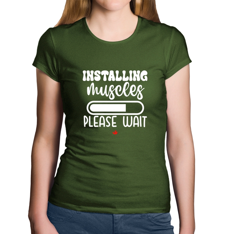 Baby Look Algodão Installing Muscles - Musgo