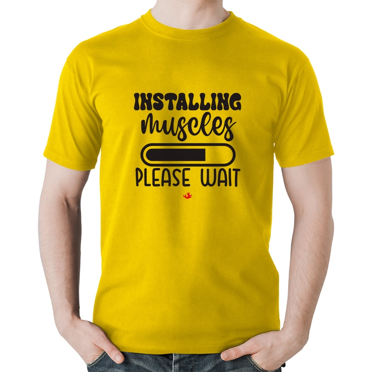 Camiseta Algodão Installing Muscles - Amarela