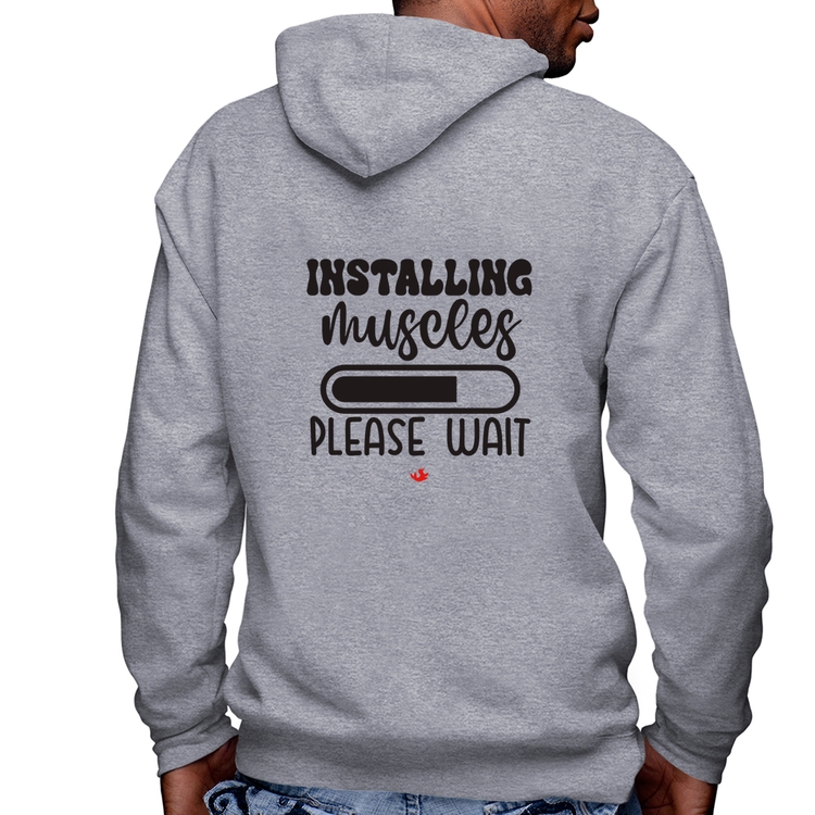 Blusa Moletom Installing Muscles Masculina com Capuz e Zíper - Mescla