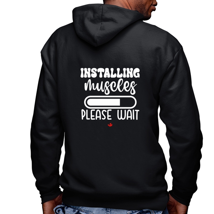 Blusa Moletom Installing Muscles Masculina com Capuz e Zíper