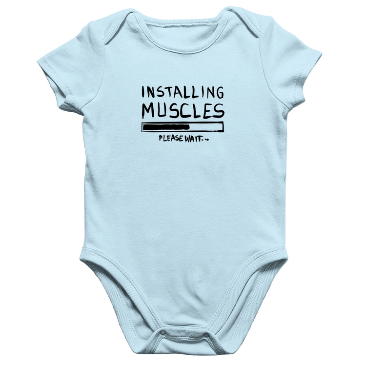 Body Bebê Algodão Installing Muscles - Azul Bebê