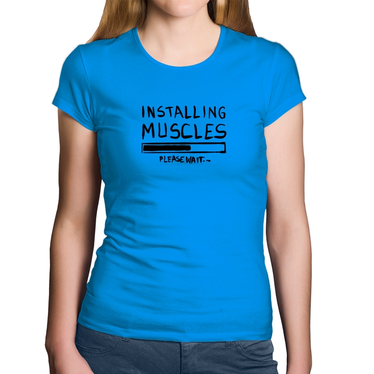 Baby Look Algodão Installing Muscles - Azul