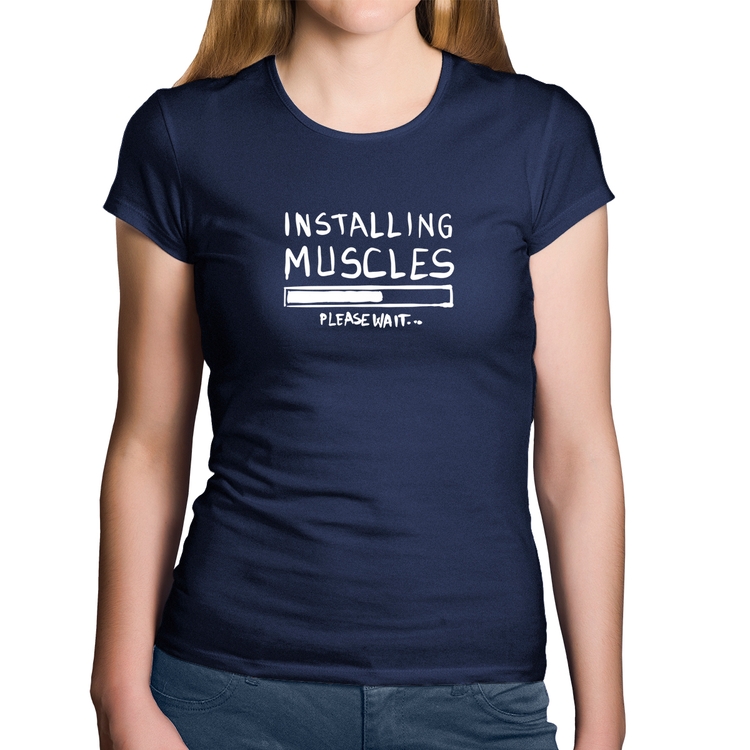 Baby Look Algodão Installing Muscles - Marinho