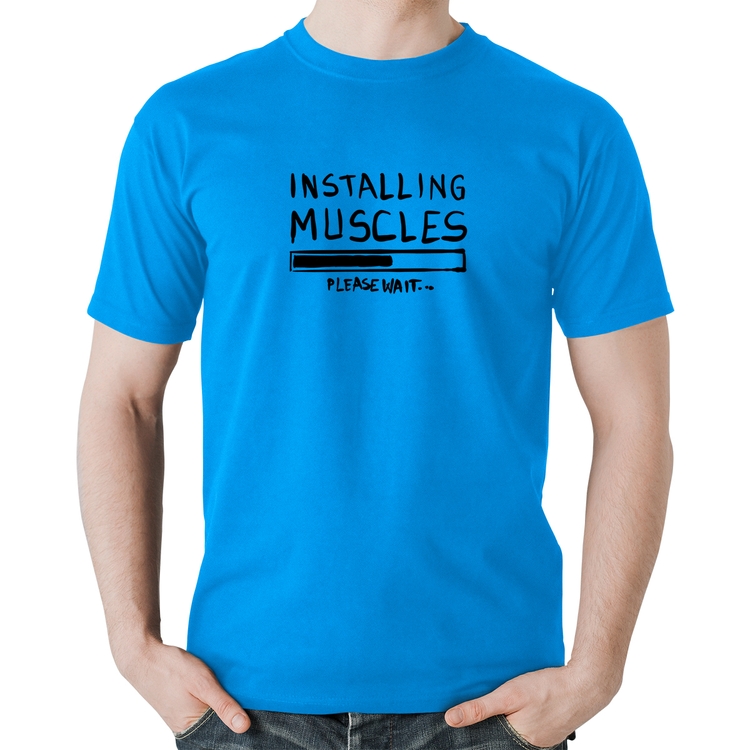 Camiseta Algodão Installing Muscles - Azul