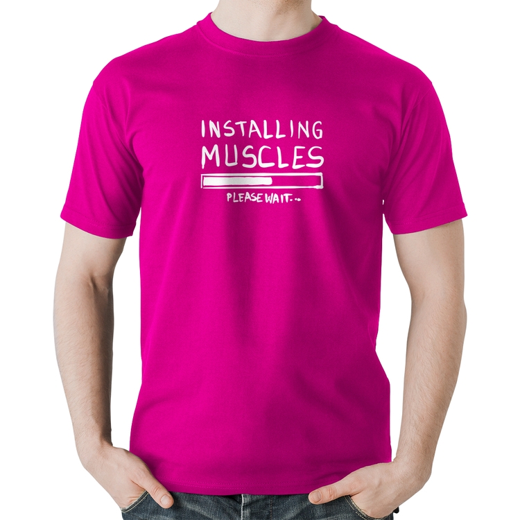 Camiseta Algodão Installing Muscles - Rosa