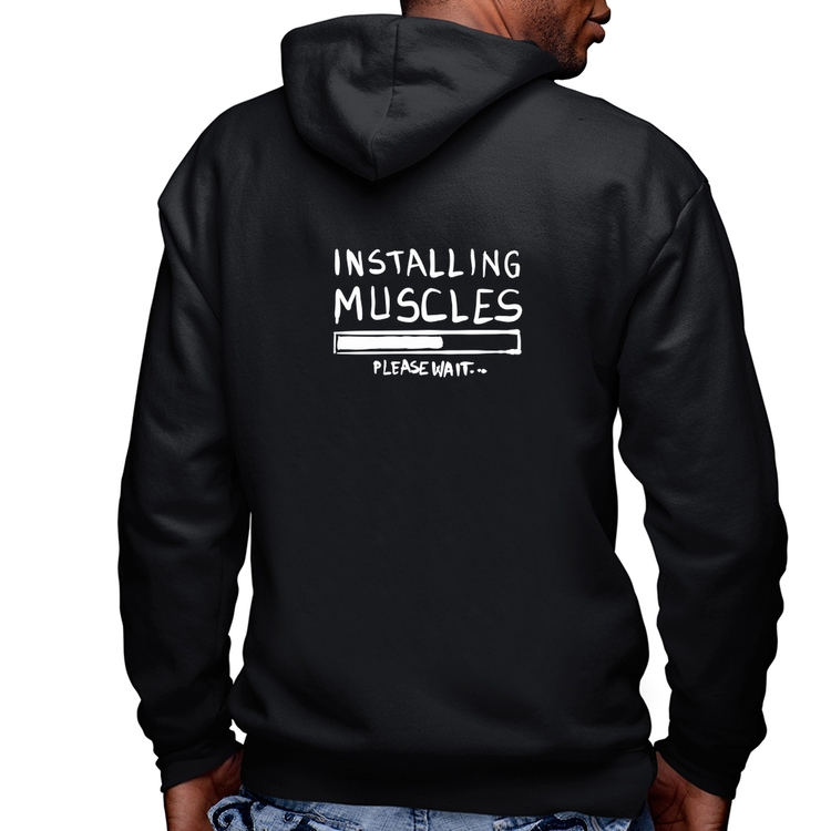 Blusa Moletom Installing Muscles Masculina com Capuz e Zíper