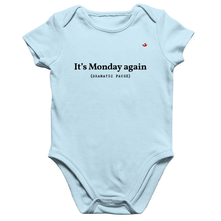 Body Bebê Algodão It's Monday again - Azul Bebê