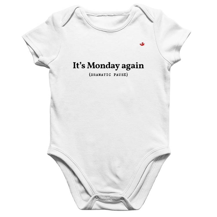 Body Bebê Algodão It's Monday again - Branco
