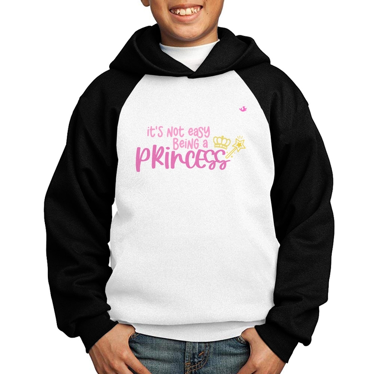 Moletom Infantil It's not eay being a princess - Branco/Preto