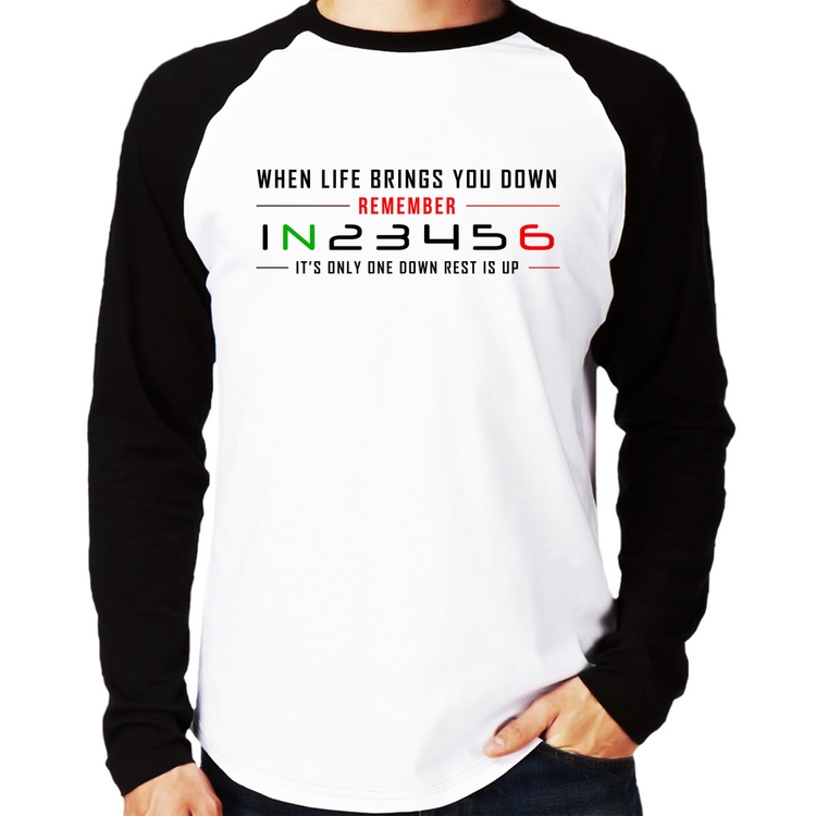 Camiseta Raglan It's Only One Down Rest Is Up Manga Longa