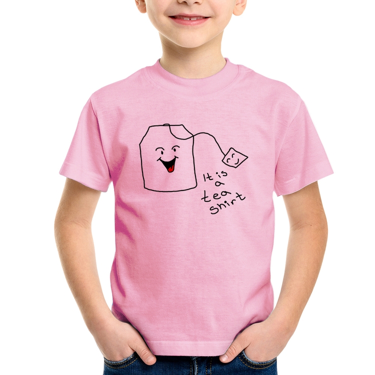 Camiseta Infantil Its A Tea Shirt - Rosa Bebê