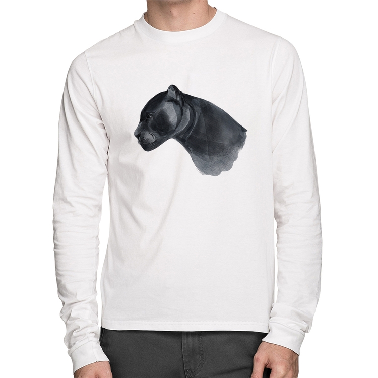 Camiseta Algodão Jaguar Manga Longa - Branca