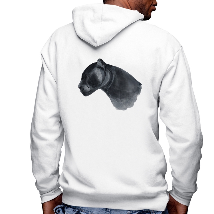 Blusa Moletom Jaguar Masculina com Capuz e Zíper - Branca