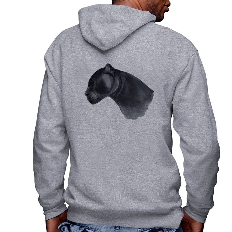 Blusa Moletom Jaguar Masculina com Capuz e Zíper - Mescla