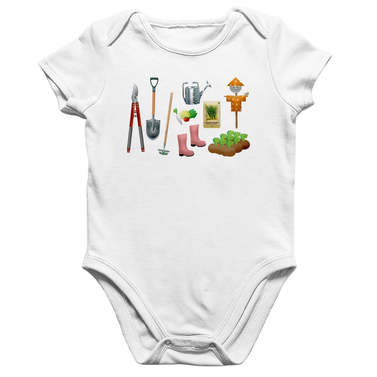 Body Bebê Algodão Jardinagem Paisagista - Branco