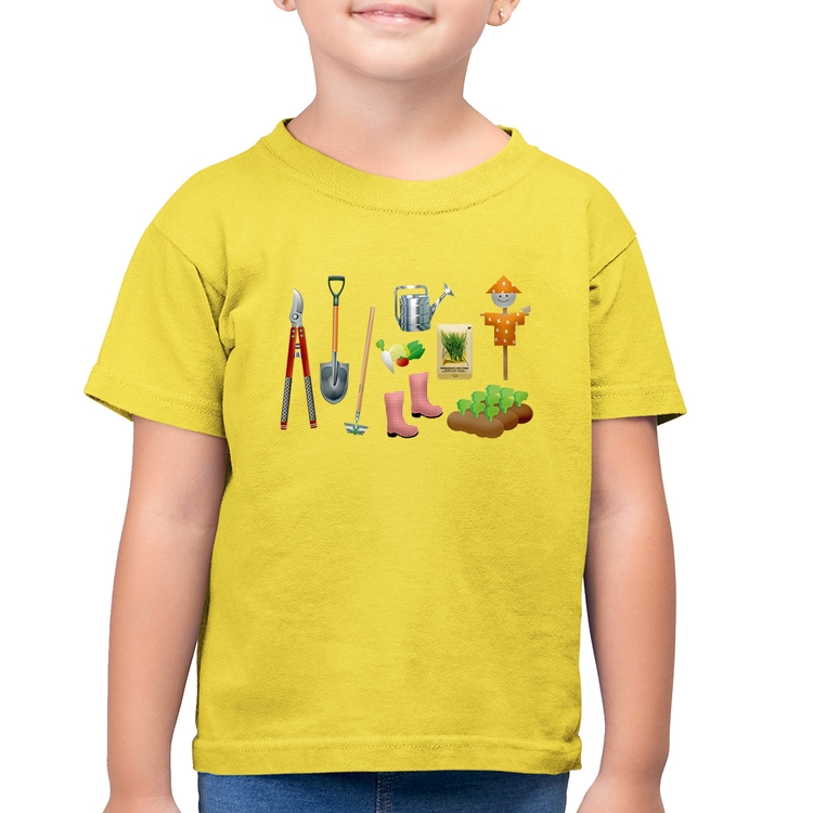 Camiseta Algodão Infantil Jardinagem Paisagista - Amarelo Canário