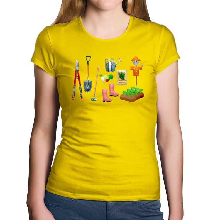 Baby Look Algodão Jardinagem Paisagista - Amarela