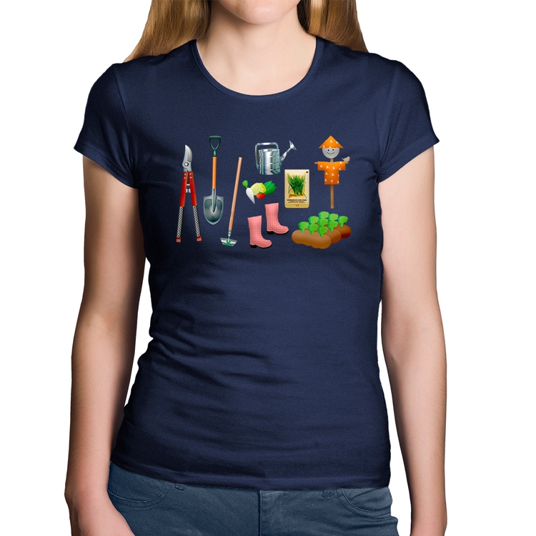 Baby Look Algodão Jardinagem Paisagista - Marinho