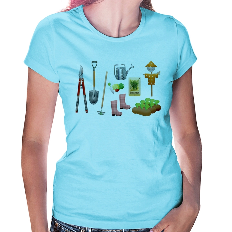 Baby Look Jardinagem Paisagista - Azul Bebê