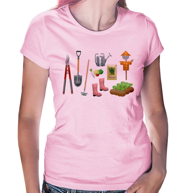 Baby Look Jardinagem Paisagista - Rosa Bebê