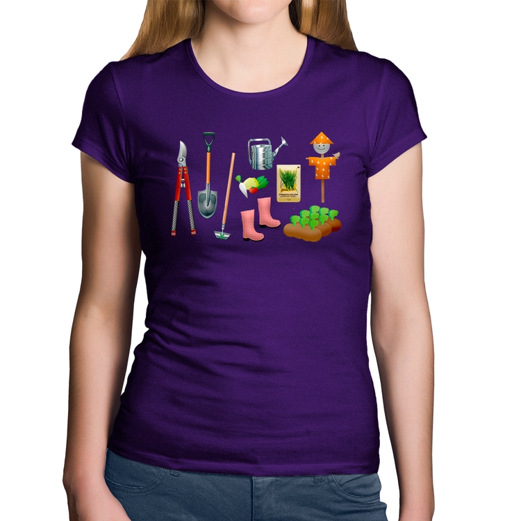 Baby Look Algodão Jardinagem Paisagista - Roxa