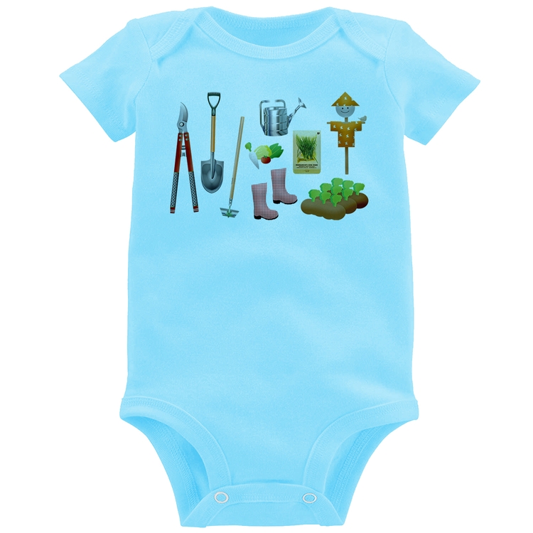 Body Bebê Jardinagem Paisagista - Azul Bebê