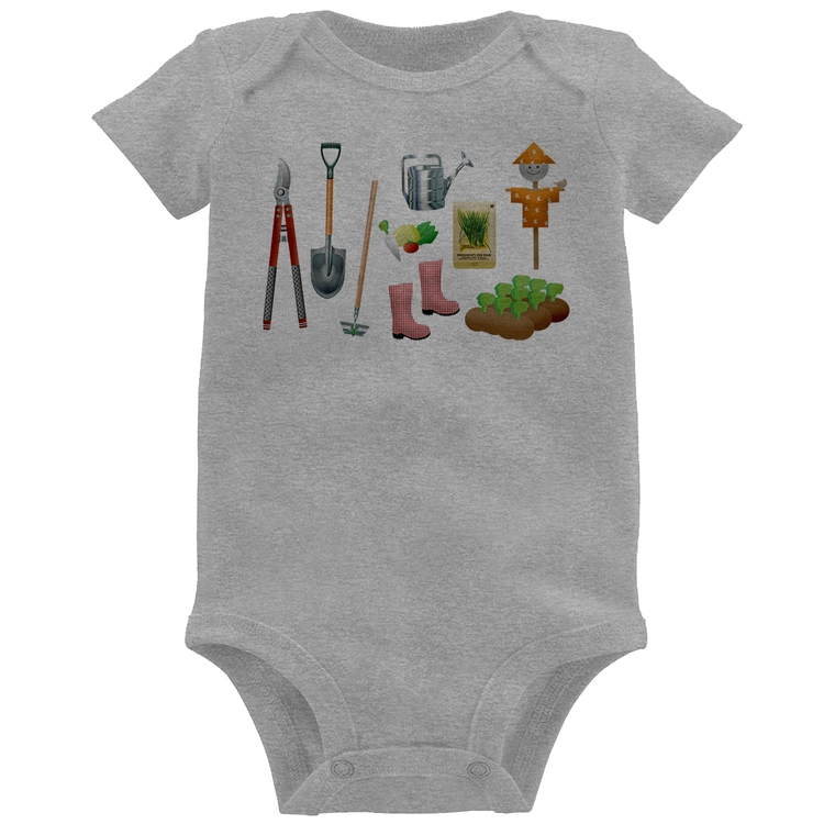 Body Bebê Jardinagem Paisagista - Cinza