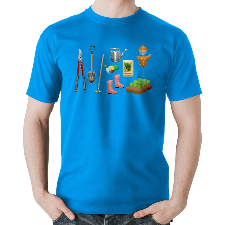 Camiseta Algodão Jardinagem Paisagista - Azul