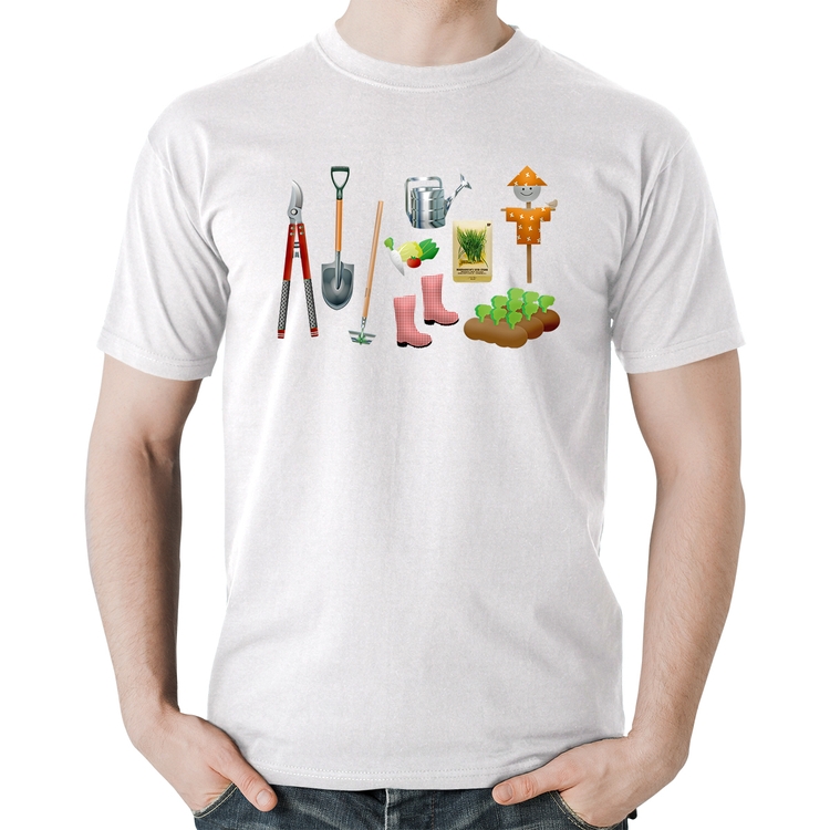 Camiseta Algodão Jardinagem Paisagista - Branca
