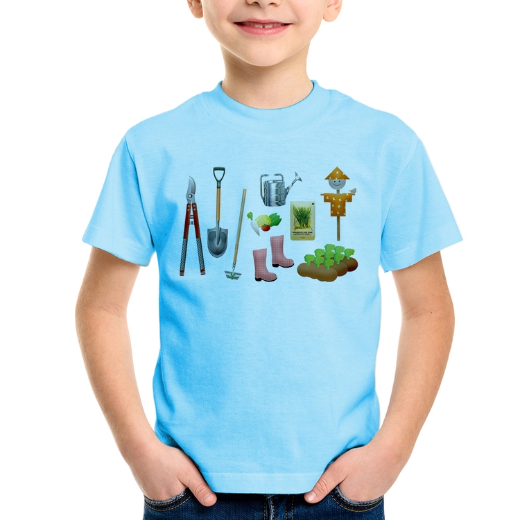 Camiseta Infantil Jardinagem Paisagista - Azul Bebê