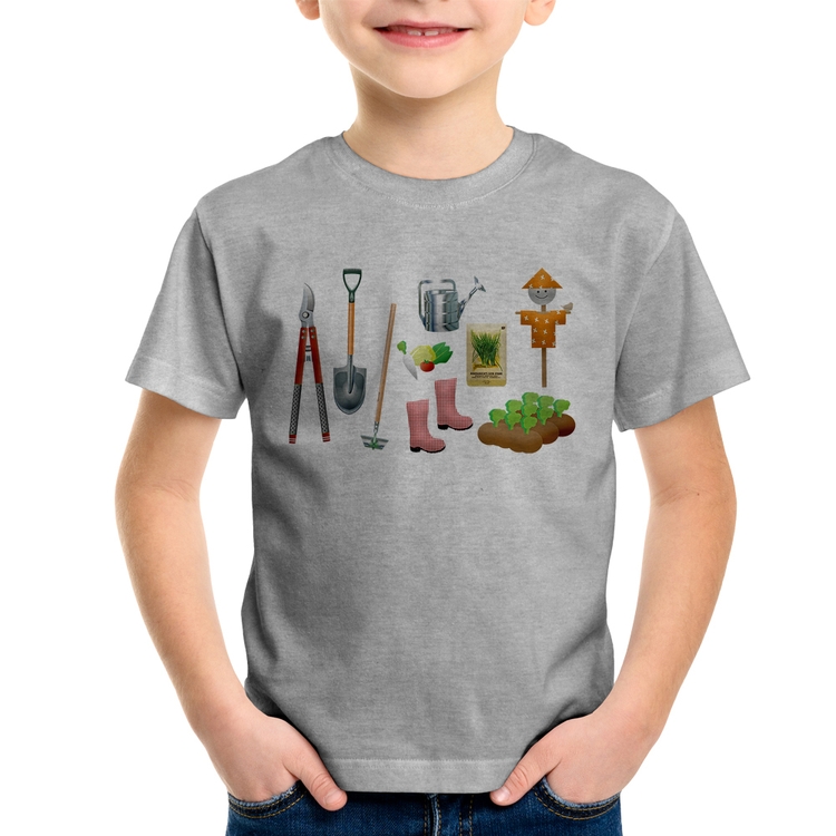 Camiseta Infantil Jardinagem Paisagista - Cinza