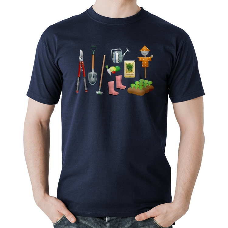 Camiseta Algodão Jardinagem Paisagista - Marinho