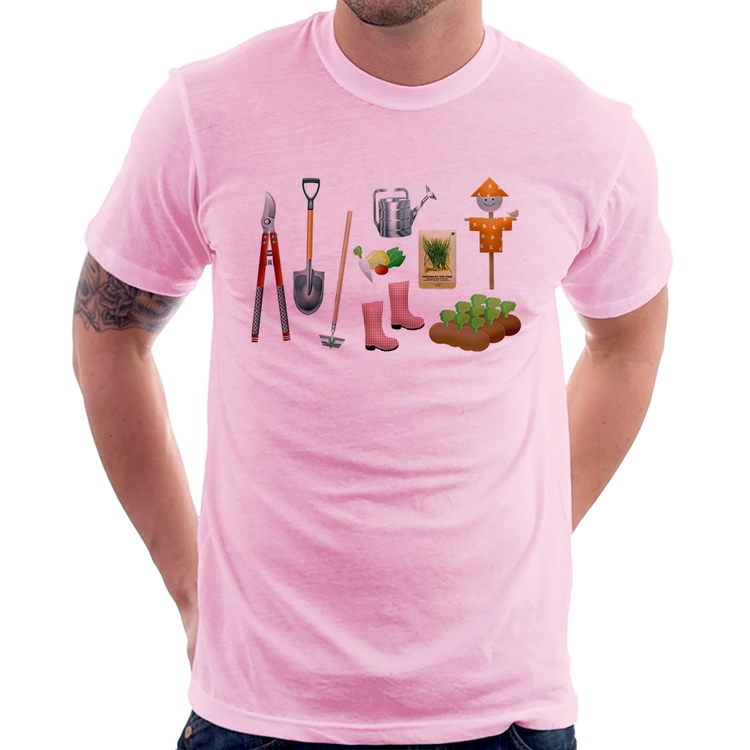 Camiseta Jardinagem Paisagista - Rosa Bebê