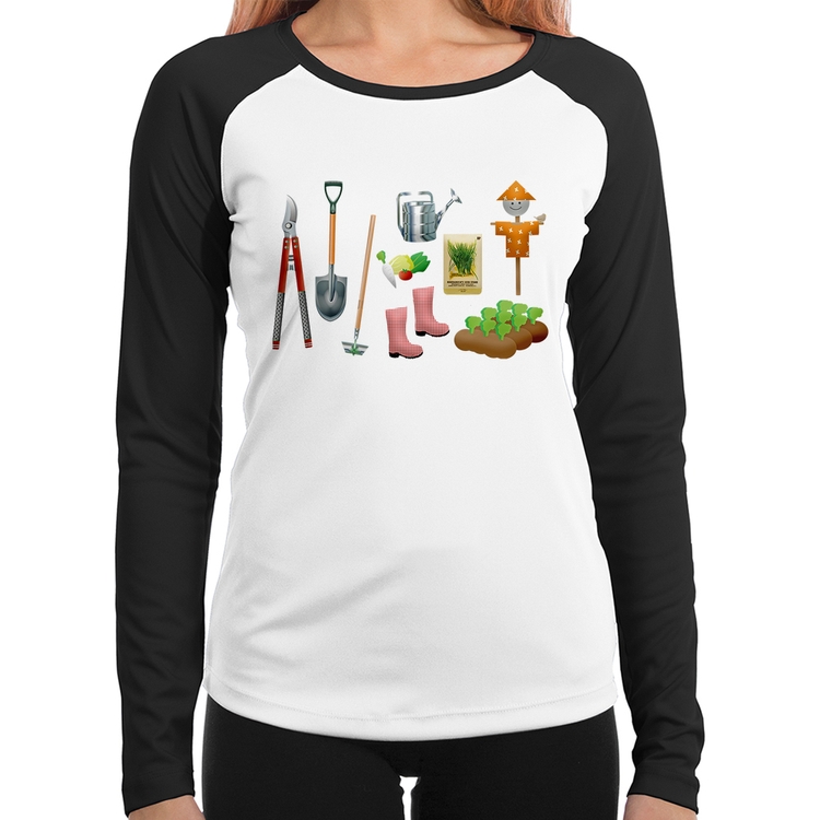 Baby Look Raglan Jardinagem Paisagista Manga Longa