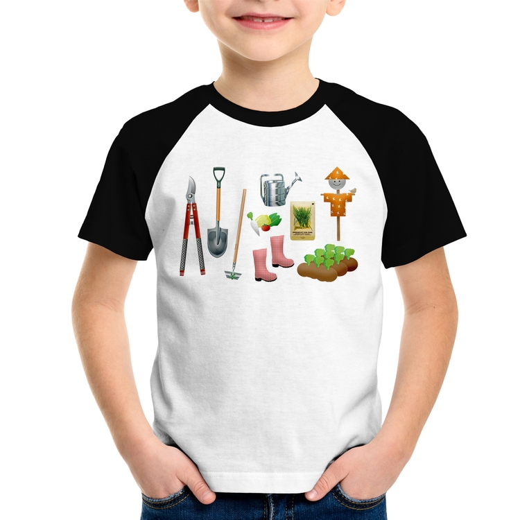 Camiseta Raglan Infantil Jardinagem Paisagista