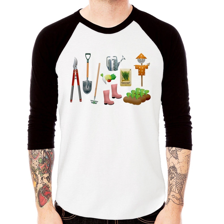 Camiseta Raglan Jardinagem Paisagista Manga 3/4