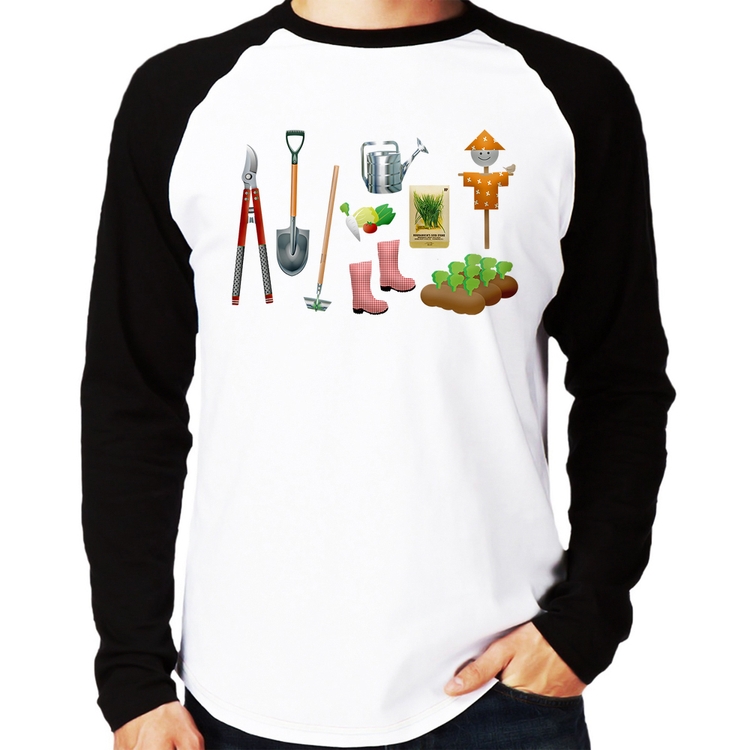 Camiseta Raglan Jardinagem Paisagista Manga Longa