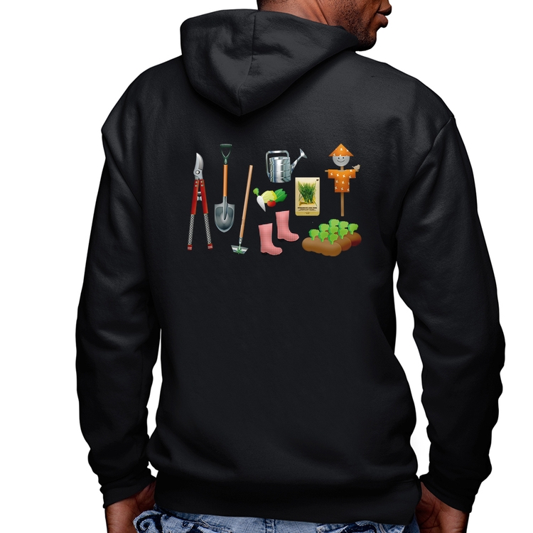 Blusa Moletom Jardinagem Paisagista Masculina com Capuz e Zíper