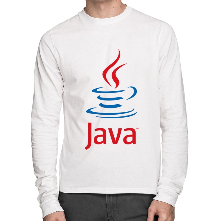 Camiseta Algodão Java Café Manga Longa - Branca