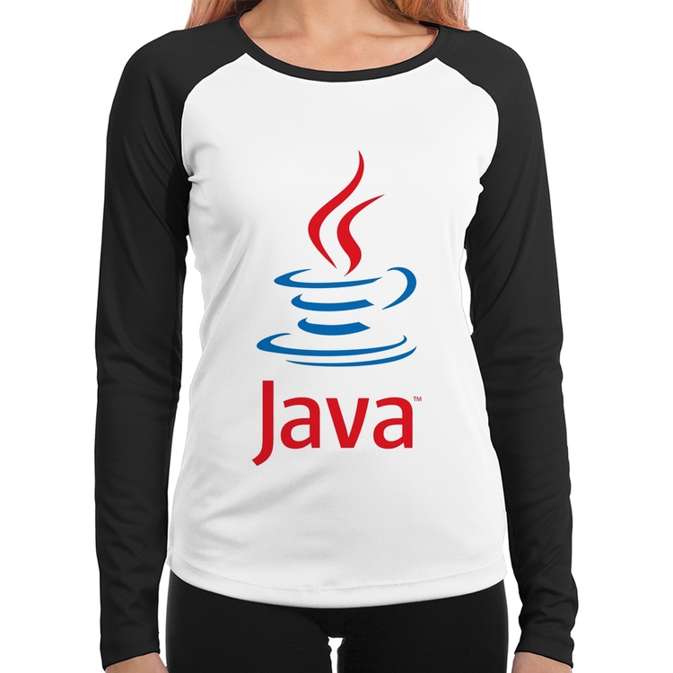 Baby Look Raglan Java Café Manga Longa