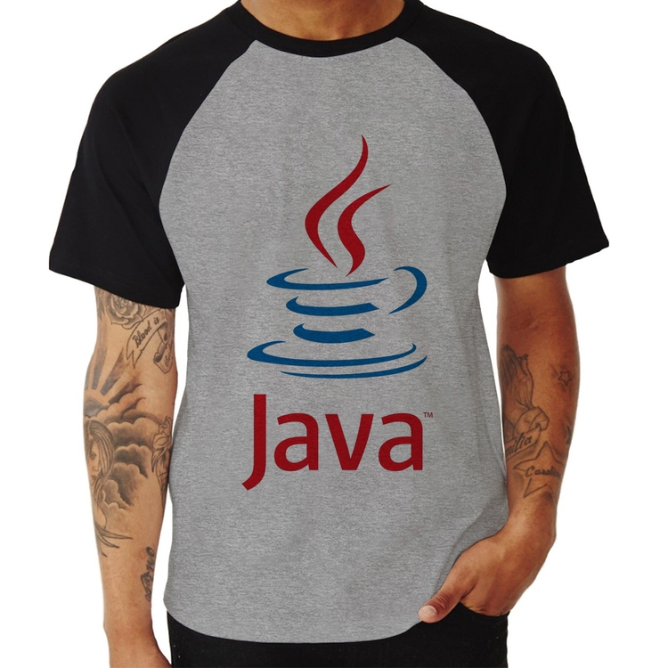 Camiseta Raglan Java Café - Cinza/Preto