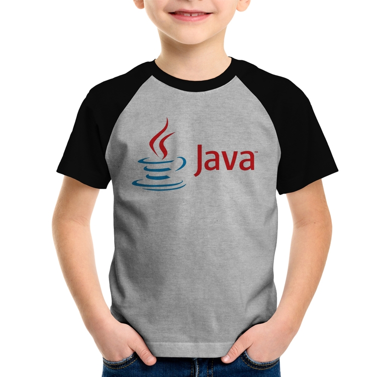 Camiseta Raglan Infantil Java - Cinza/Preto