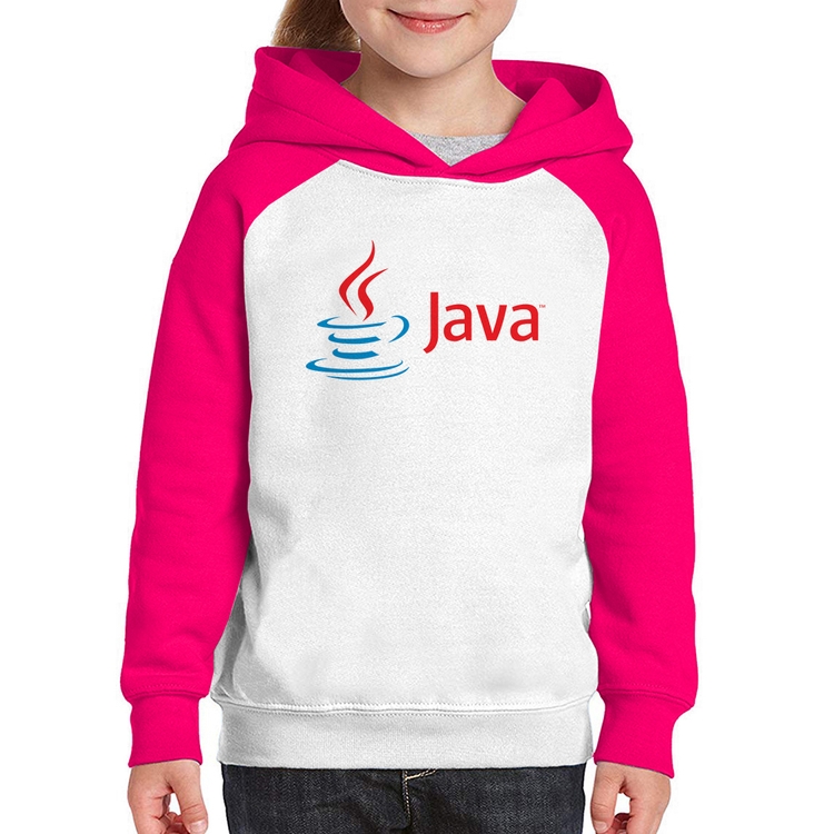 Moletom Infantil Java - Branco/Rosa