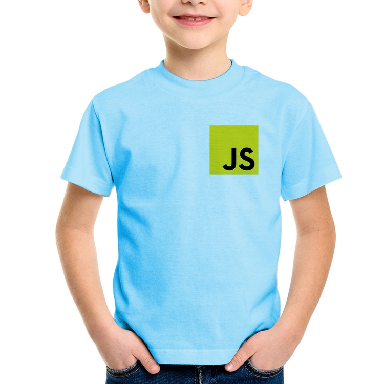 Camiseta Infantil JavaScript - Azul Bebê