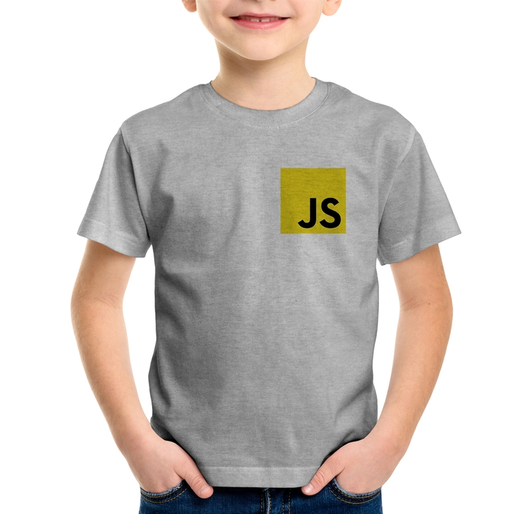 Camiseta Infantil JavaScript - Cinza