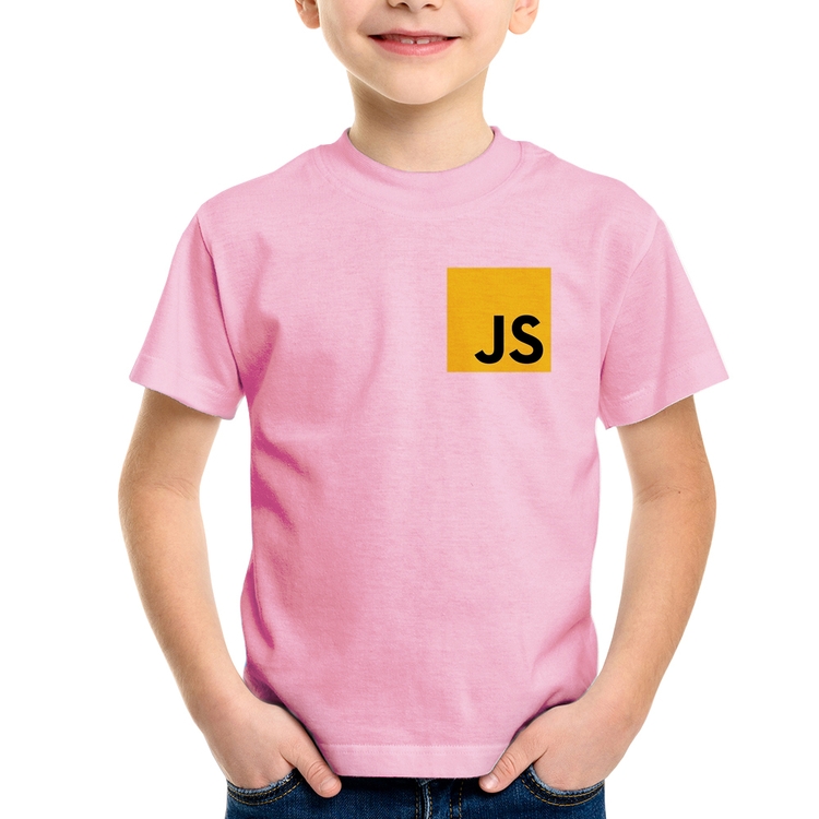 Camiseta Infantil JavaScript - Rosa Bebê
