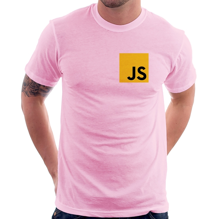 Camiseta JavaScript - Rosa Bebê