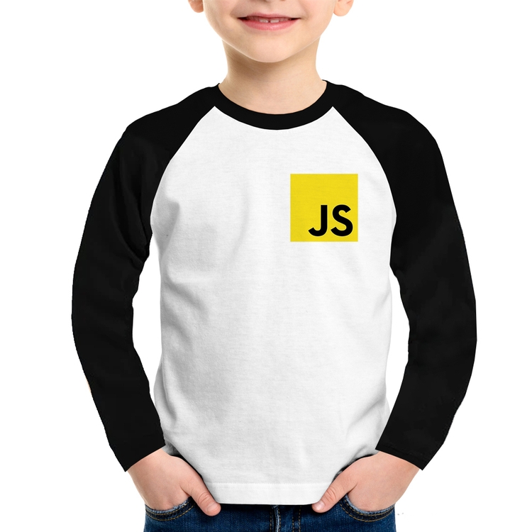 Camiseta Raglan Infantil JavaScript Manga Longa